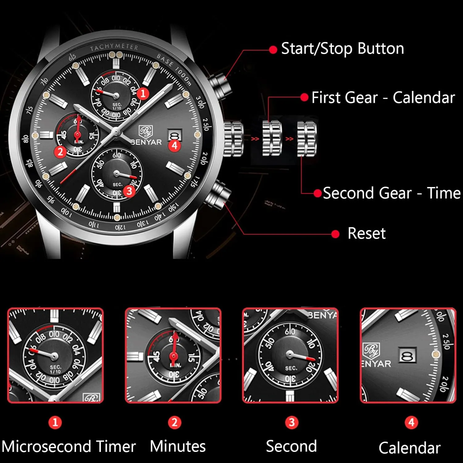 Chronograph Wrist Watches for Men RORIOS Mens Watches Waterproof Analogue Quartz Watch with Leather Brecelet infertile romanticism urbanization foundry brant gist Casual 