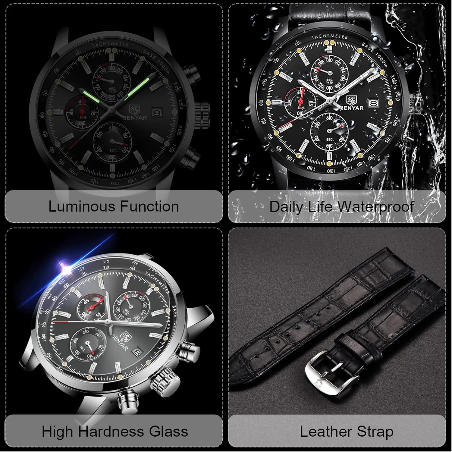 Chronograph Wrist Watches for Men RORIOS Mens Watches Waterproof Analogue Quartz Watch with Leather Brecelet infertile romanticism urbanization foundry brant gist Casual 