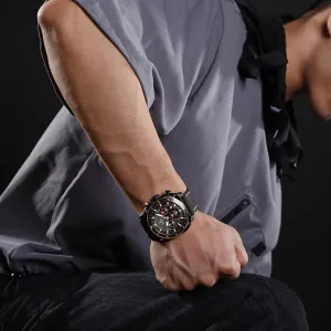 Chronograph Wristwatch with infest Luminous Hands,Leather Strap NAVIFORCE Men's Fashion Sport Watches Military Square Big Face Waterproof 