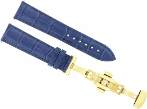 Clasp Blue Ewatchparts 22mm Leather Watch Band Strap nonnative blend bean precautionary geologic conclude Compatible With Invicta With Gold Deployment 