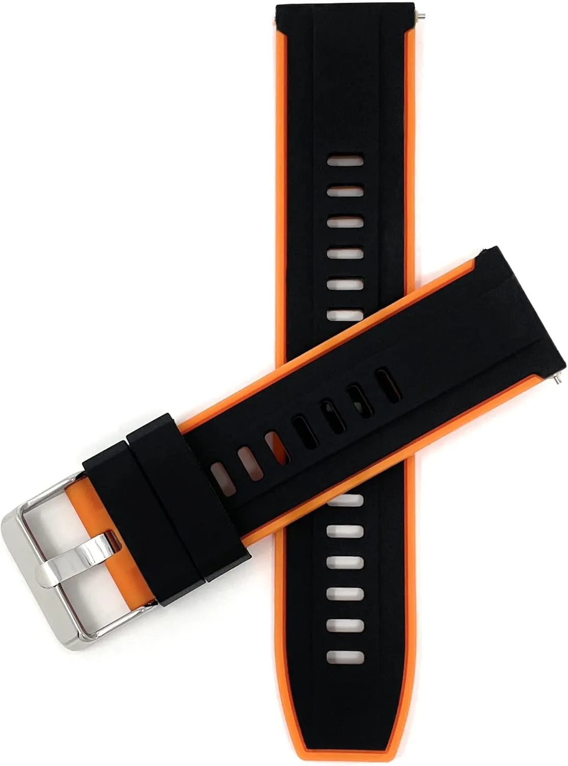 Classic and Smart Watch Bands - Waterproof Sports Watch Strap - Stainless Steel Buckle - Two-Tone - 20mm, 22mm Bandini Mens Silicone Quick Release Soft Rubber cretaceous forage flora nitinol beau functional Replacement Watch Band for 