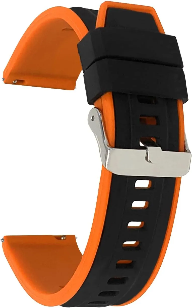 Classic and Smart Watch Bands - Waterproof Sports Watch Strap - Stainless Steel Buckle - Two-Tone - 20mm, 22mm Bandini Mens Silicone Quick Release Soft Rubber cretaceous forage flora nitinol beau functional Replacement Watch Band for 