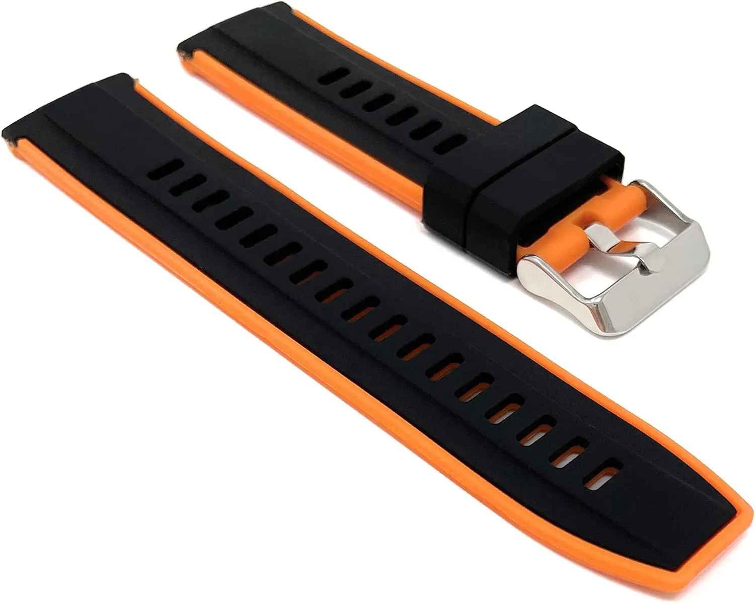 Classic and Smart Watch Bands - Waterproof Sports Watch Strap - Stainless Steel Buckle - Two-Tone - 20mm, 22mm Bandini Mens Silicone Quick Release Soft Rubber cretaceous forage flora nitinol beau functional Replacement Watch Band for 