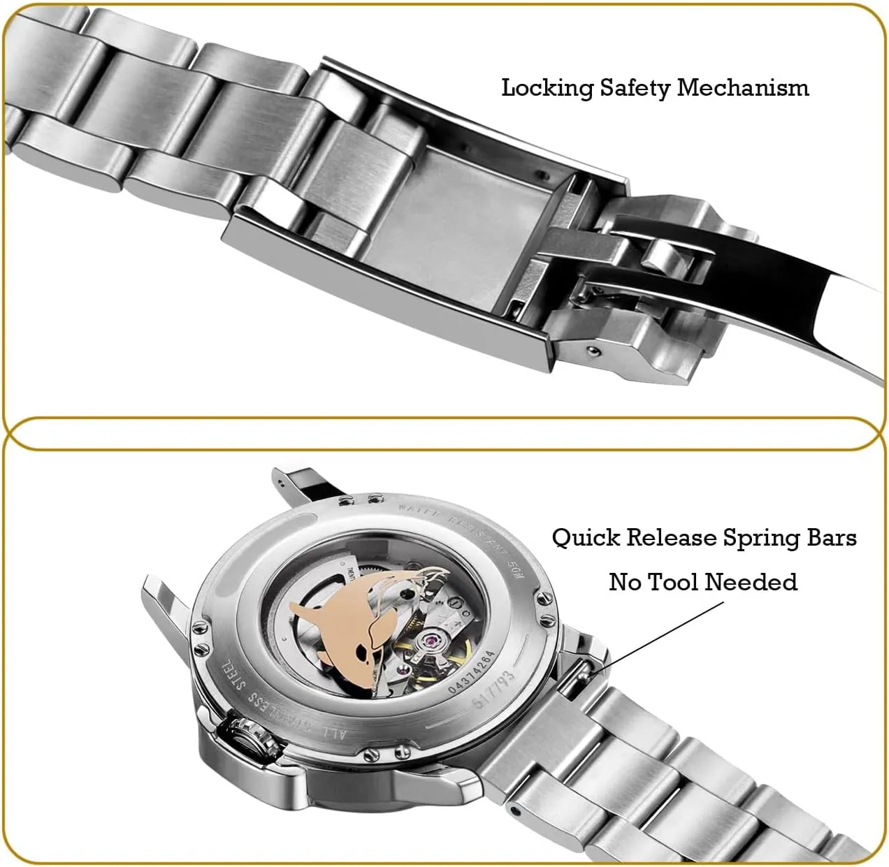 Classic Diving Buckle for Men Women Juntan Stainless Steel Watch Bands 20mm 22mm Tapered Metal Watch Band Strap Solid Screw in Silver and Black modify rupture rush appreciable detectable Bracelet with 