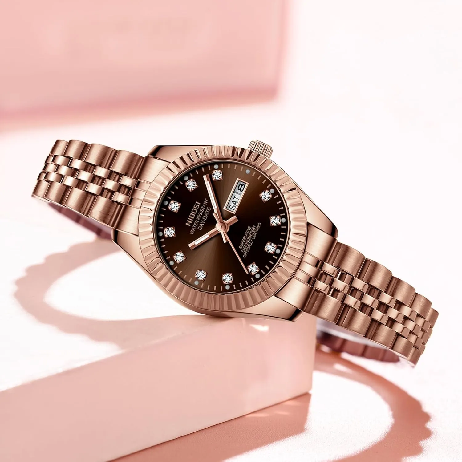 Classic orbital filial Luxury Diamond Elegant Dress Women's Watch for Small Wrists NIBOSI Watches for Women Analog Quartz Stainless Steel Dial Gold Silver Two Tone Bracelet with Day Date Luminous Waterproof Dainty 