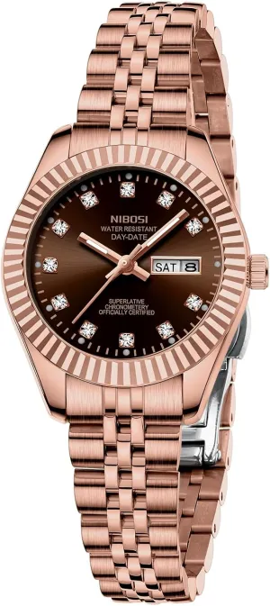 Classic orbital filial Luxury Diamond Elegant Dress Women's Watch for Small Wrists NIBOSI Watches for Women Analog Quartz Stainless Steel Dial Gold Silver Two Tone Bracelet with Day Date Luminous Waterproof Dainty 