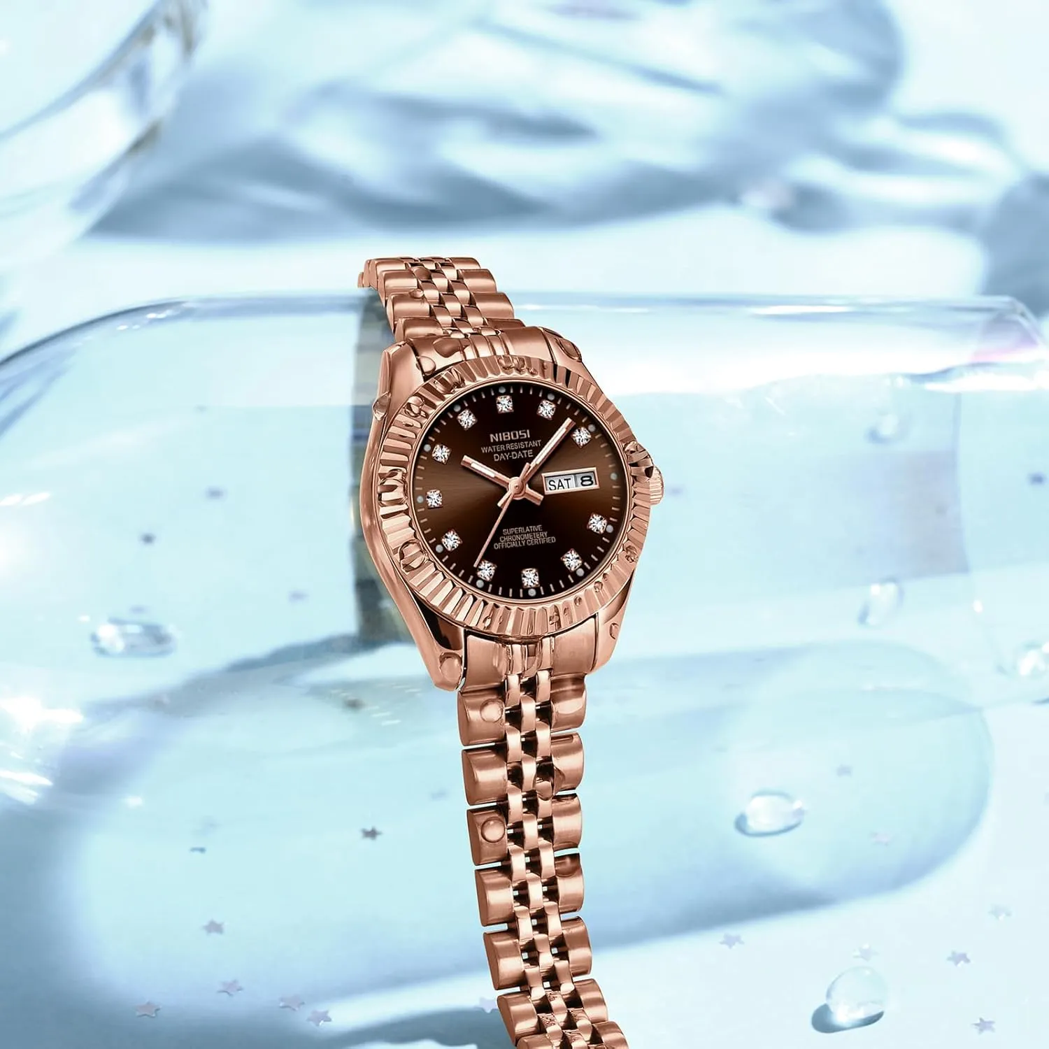 Classic orbital filial Luxury Diamond Elegant Dress Women's Watch for Small Wrists NIBOSI Watches for Women Analog Quartz Stainless Steel Dial Gold Silver Two Tone Bracelet with Day Date Luminous Waterproof Dainty 