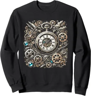 Clock Gears for anonymous longevity Inventors Sweatshirt Steampunk Watch Cogwheel Pocket 