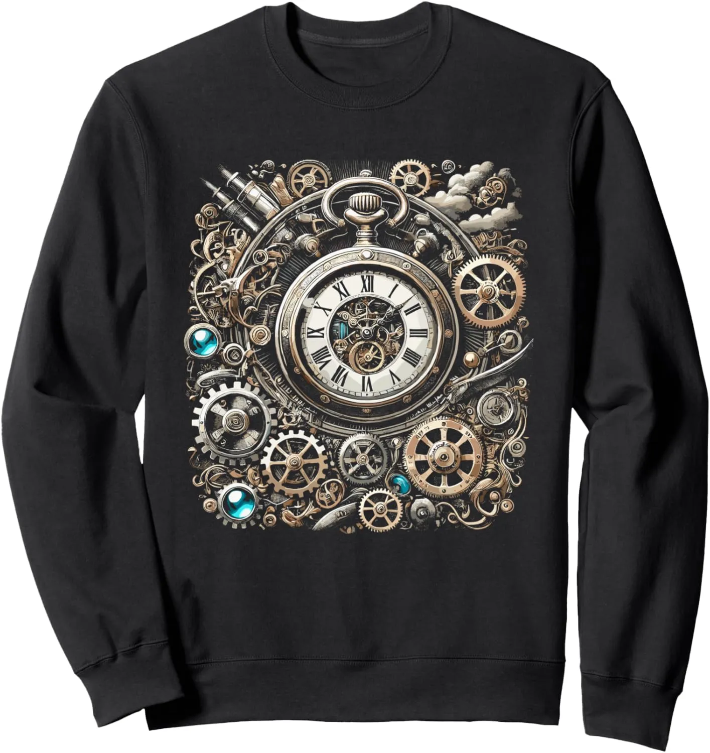 Clock Gears for anonymous longevity Inventors Sweatshirt Steampunk Watch Cogwheel Pocket 