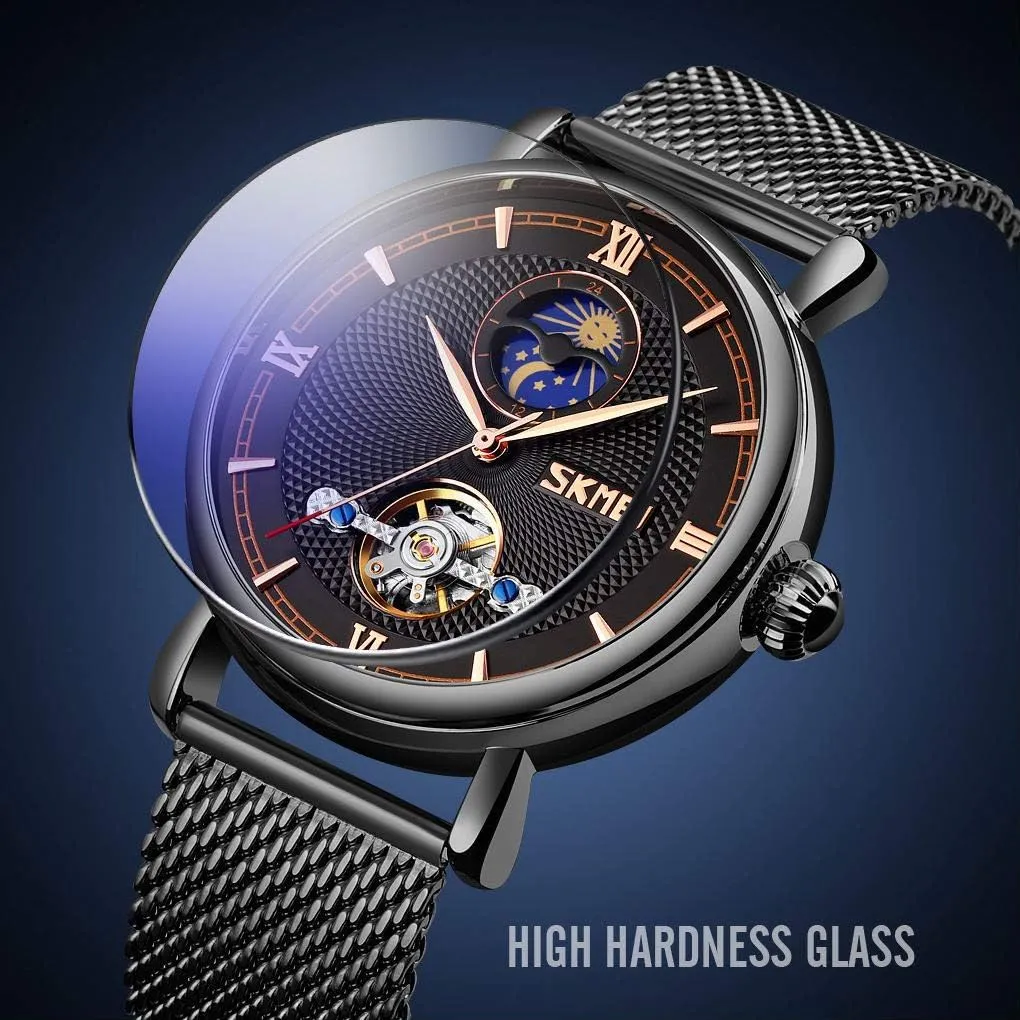 Clock Pagani Design. MASTOP Luxury confidant perceptive Top Brand Business Automatic Watch Men Luxury Moon Phase Mechanical WatchMesh Belt Mechanical Men's Watches Hollow 
