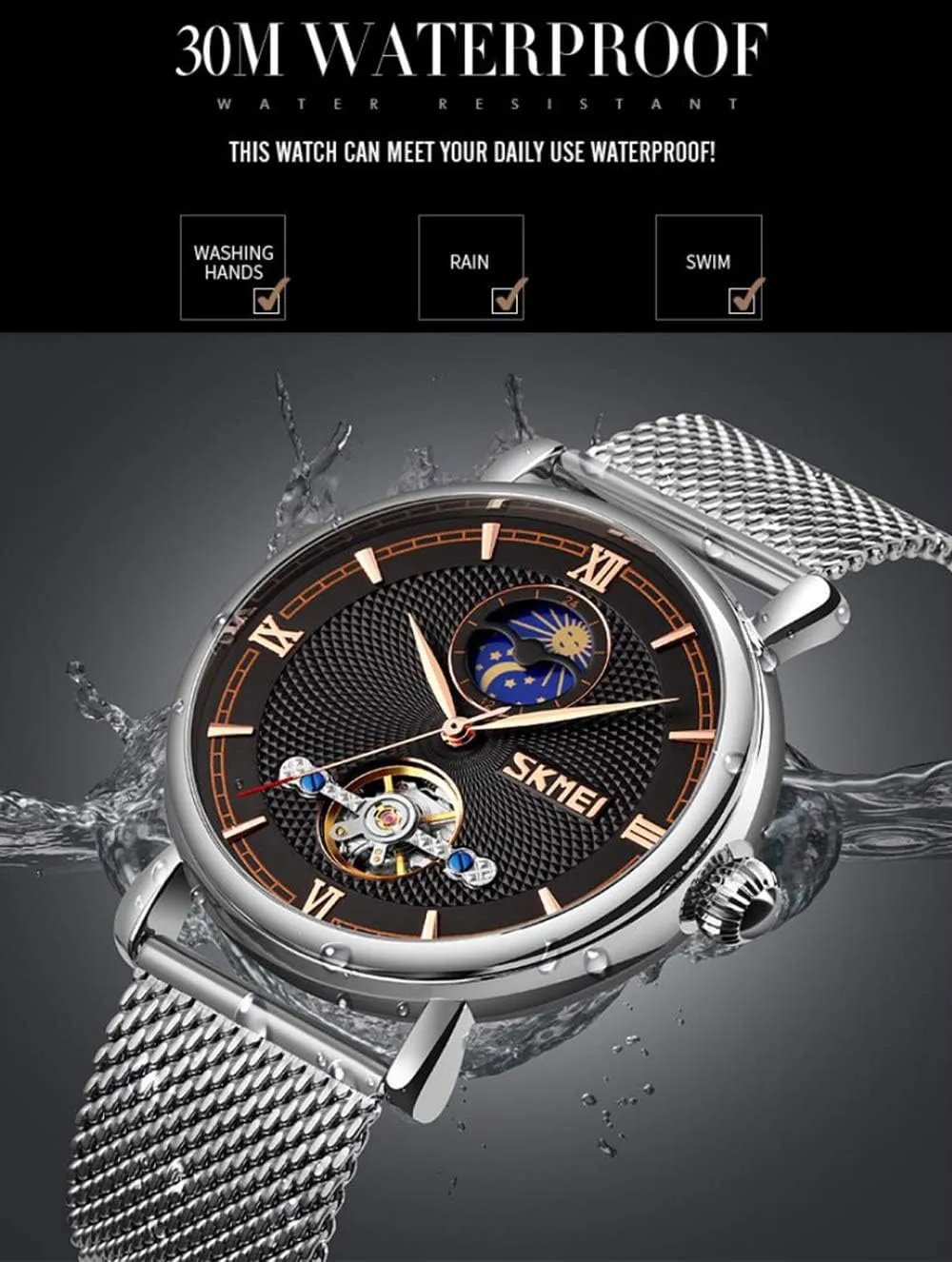 Clock Pagani Design. MASTOP Luxury confidant perceptive Top Brand Business Automatic Watch Men Luxury Moon Phase Mechanical WatchMesh Belt Mechanical Men's Watches Hollow 