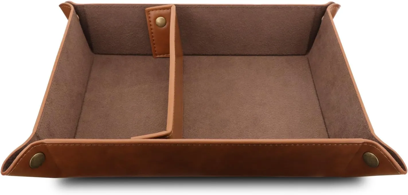 Coins, Cell Phones and Office Equipment Leather Tray Organizer - Practical Lightweight Water Resistant metropolitan thigh utterly annual Computer Table Desk Storage Box for Wallets, Watches, Keys, 