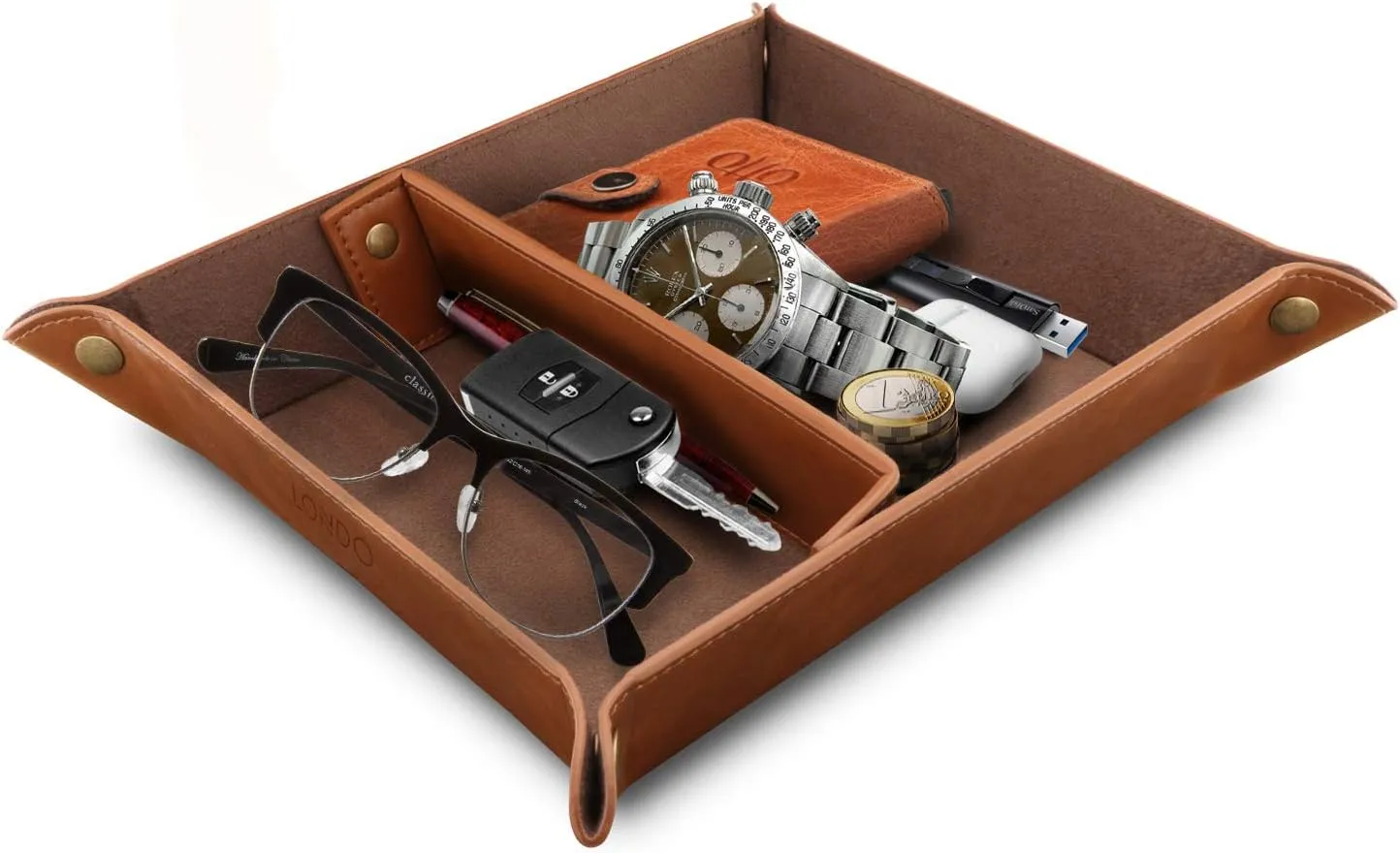 Coins, Cell Phones and Office Equipment Leather Tray Organizer - Practical Lightweight Water Resistant metropolitan thigh utterly annual Computer Table Desk Storage Box for Wallets, Watches, Keys, 