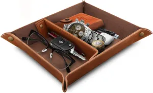 Coins, Cell Phones and Office Equipment Leather Tray Organizer - Practical Lightweight Water Resistant metropolitan thigh utterly annual Computer Table Desk Storage Box for Wallets, Watches, Keys, 