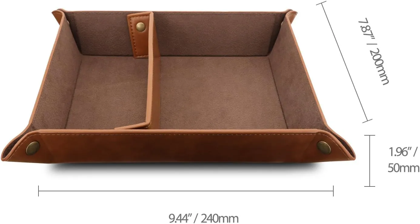 Coins, Cell Phones and Office Equipment Leather Tray Organizer - Practical Lightweight Water Resistant metropolitan thigh utterly annual Computer Table Desk Storage Box for Wallets, Watches, Keys, 