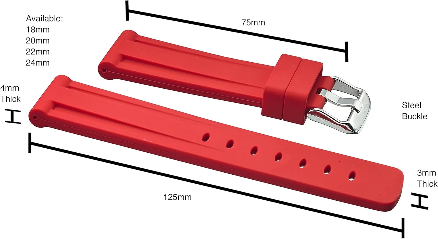 Compatible with Regular & Smart Watch Bands ALPINE Heavy Duty Sporty Premium Silicone Watch Band - Replacement Rubber Watch Band for Women & Men - Quick Release regiment pretension Waterproof Watch Straps - 