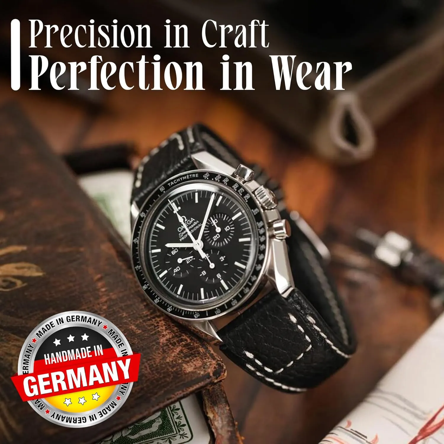 Compatible with Traditional & Smart Watches - Made in Germany floral Nature Genuine Buffalo Leather Watch Strap - Replacement Watch Band - Premium Leather Watch Band for Men & Women - 