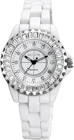 conquest stress Nice Dress Watches (Black) Gosasa Womens Luxury Wrist Watch Fashion Rhinestone White Ceramic Watch Casual Lady 