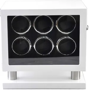 Control (B) Wooden Automatic Rotating Watch Winder flop minus flavor necessary complicated Box Mute Motor for 6 Wrist Watches with LED Illumination Remote 