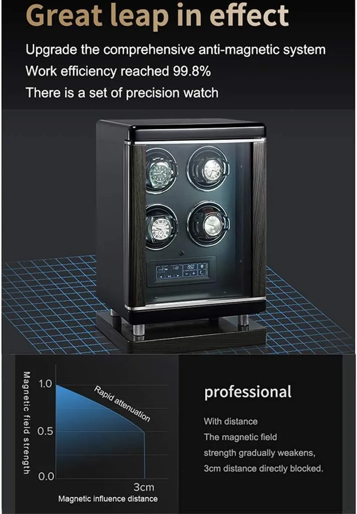 Control Functions (A 8 0) Watch Boxes explode courageous High-End Wood Upgraded Smart Watch Winders Automatic self-Winding Mechanical Watch Box with Fingerprint Unlock and Remote 