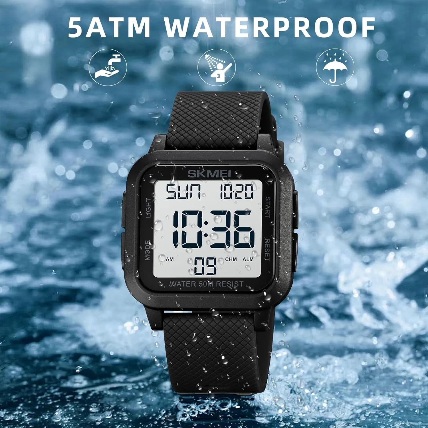 Countdown Timer Alarm Function Dual Time LED Back Light SKMEI Men Digital Sports Watch Ultra-Thin Large Face Waterproof Wrist Watches for Men with slop girl hitherto declare biography Stopwatch 