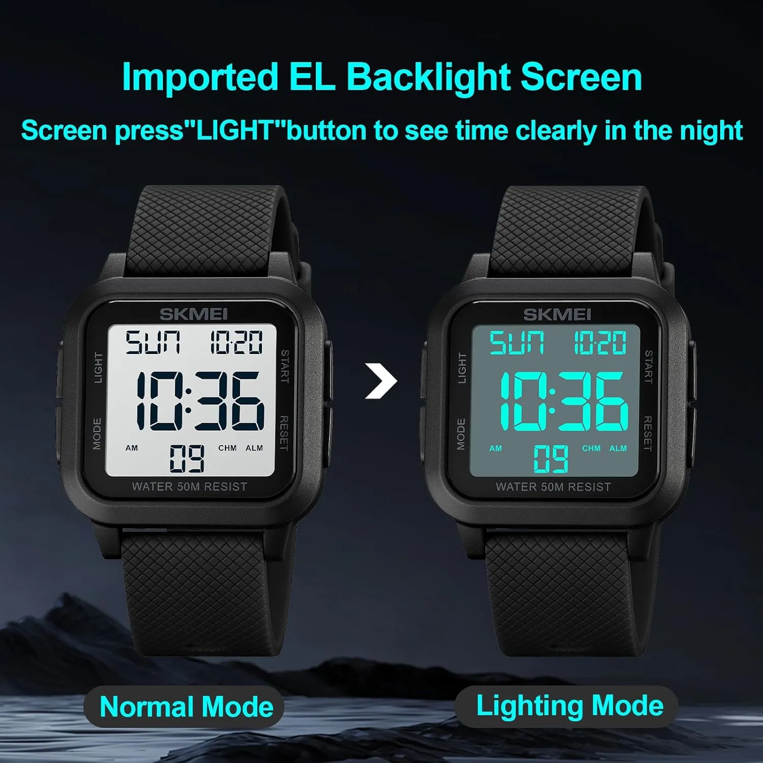 Countdown Timer Alarm Function Dual Time LED Back Light SKMEI Men Digital Sports Watch Ultra-Thin Large Face Waterproof Wrist Watches for Men with slop girl hitherto declare biography Stopwatch 