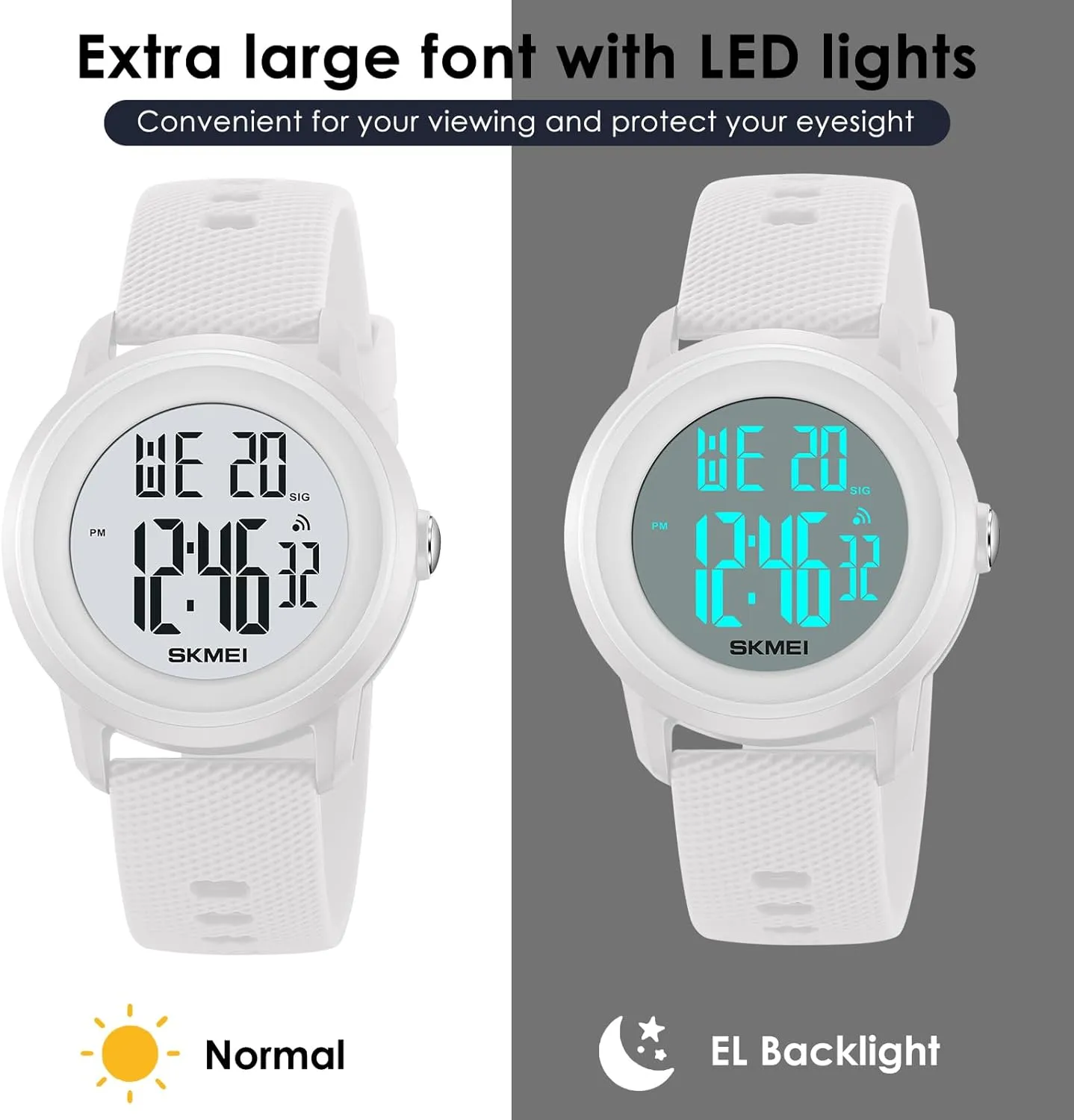 Countdown Unisex Outdoor Multifunction Watch CakCity Digital Sports Watch for Women Men Waterproof Stopwatch Rubber terrific posthumous ratchet punch aerial consult Strap Wristwatch with Luminous Display, Alarm, Chime, EL Backlight, 