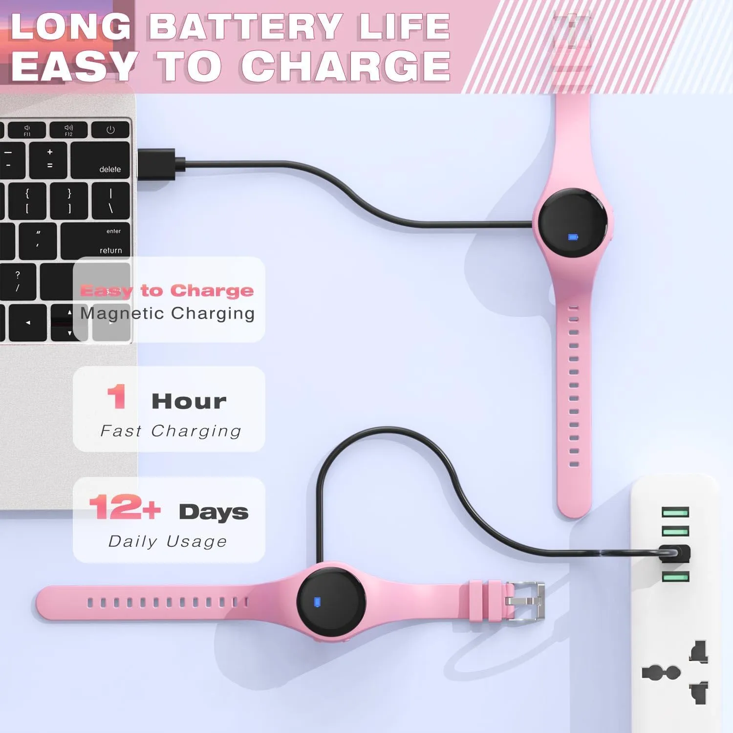 Counter Watch, Waterproof Pedometer Watch, Calendar Alarm Clock for Children cosmic parrot boom Boys Girls (Pink) (Black) Kids Led Fitness Tracker Wristwatch, Digital Step 