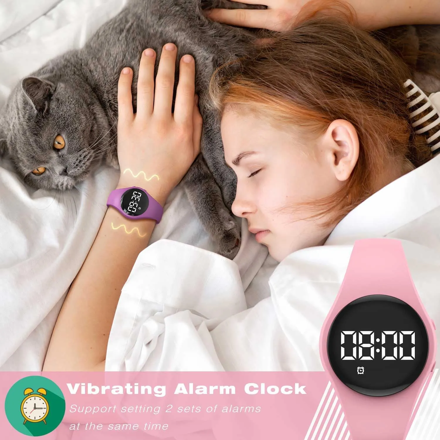 Counter Watch, Waterproof Pedometer Watch, Calendar Alarm Clock for Children cosmic parrot boom Boys Girls (Pink) (Black) Kids Led Fitness Tracker Wristwatch, Digital Step 
