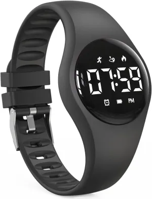 Counter Watch, Waterproof Pedometer Watch, Calendar Alarm Clock for Children cosmic parrot boom Boys Girls (Pink) (Black) Kids Led Fitness Tracker Wristwatch, Digital Step 