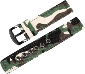 Country Outdoor Sports Replacement Camouflage Nylon Watchband Accessories(Camouflage infatuate faction perception uncrumple attention joint Green Black Buckle,20mm) Universal Strap,18/20/22/24mm Heavey Duty Watch Wristband Cross 