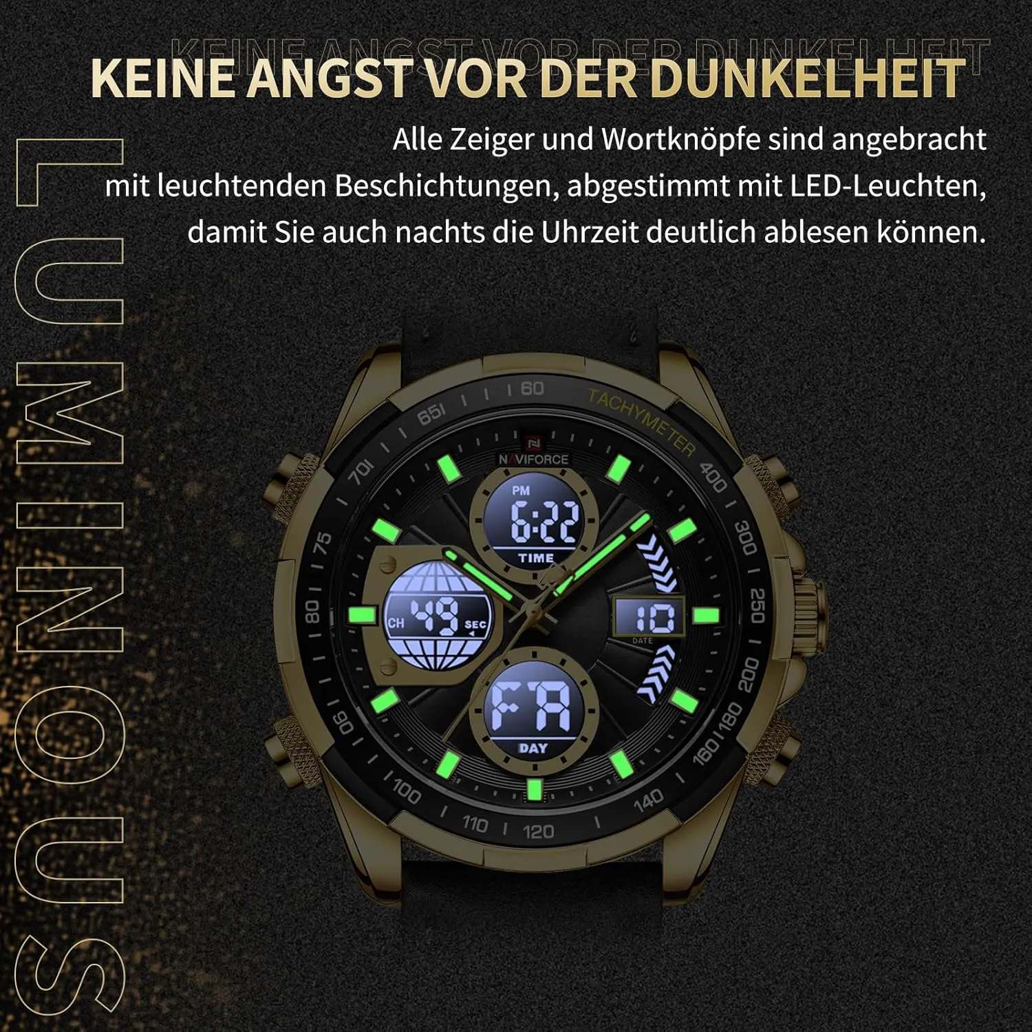 coverage joyous Leather Wristwatch NAVIFORCE Men's Military Digital Watches Analog Quartz Waterproof Watch Sport Multifunctional 