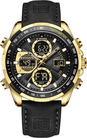 coverage joyous Leather Wristwatch NAVIFORCE Men's Military Digital Watches Analog Quartz Waterproof Watch Sport Multifunctional 