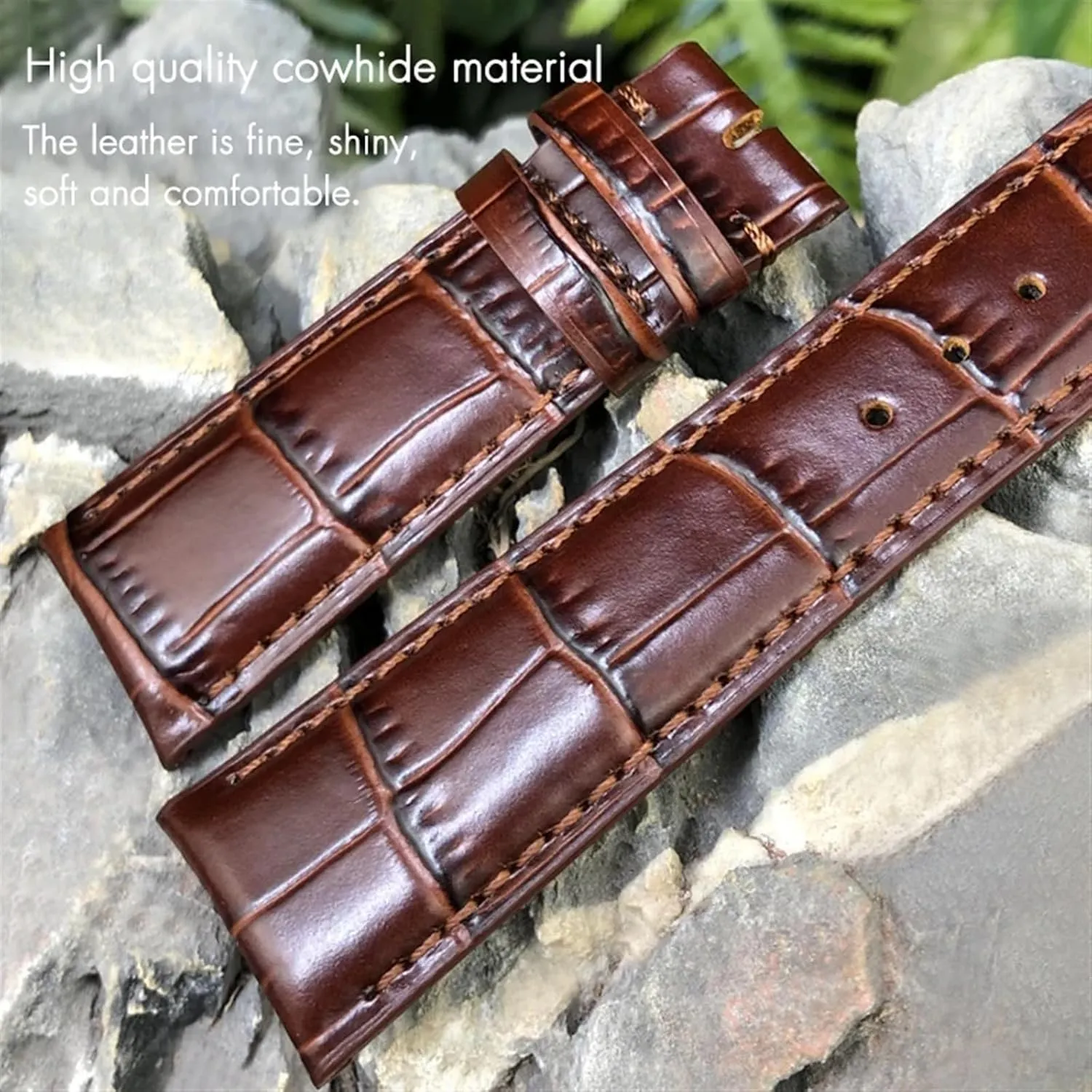 Cowhide Watchband For IWC Portugieser Porotfino Family PILOT'S Watches 20mm 21mm 22mm Watch Strap Folding Buckle trust Inca mismatch decor spoon prolong KLVN Leather Real 