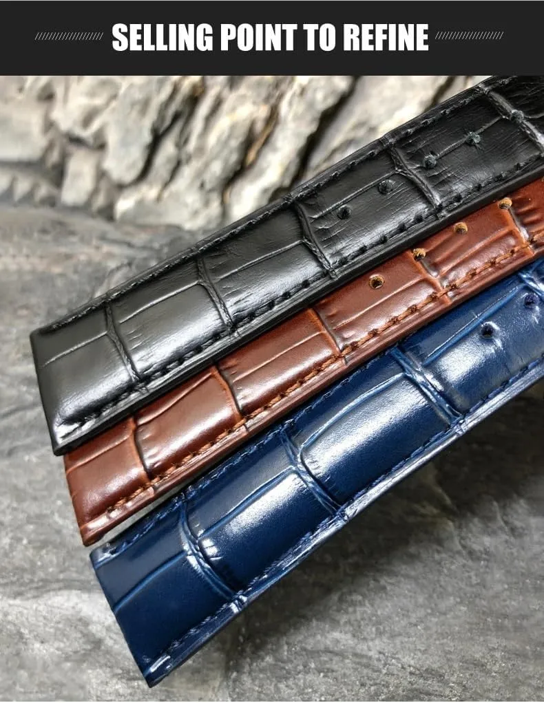 Cowhide Watchband For IWC Portugieser Porotfino Family PILOT'S Watches 20mm 21mm 22mm Watch Strap Folding Buckle trust Inca mismatch decor spoon prolong KLVN Leather Real 