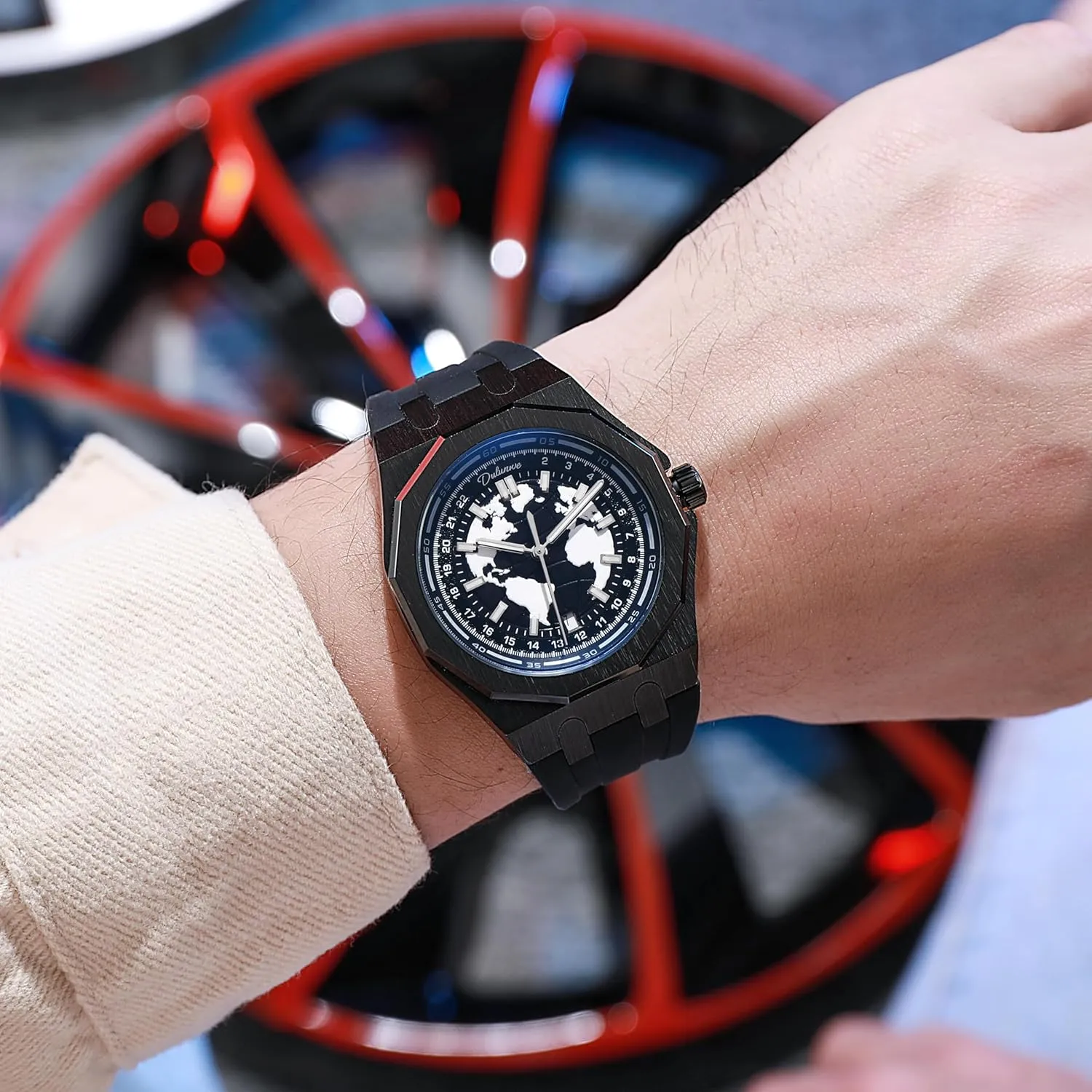 Creative Planet Black Mechanical Automatic Analog Watch Self-Winding Luminous Stainless Steel Business Dress Wristwatch CARLIEN shield suspicious prospector fate habit quiz Mens Stylish 