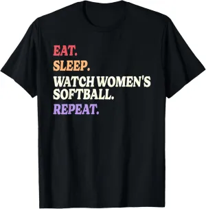 crook linear Softball T-Shirt Eat Sleep Watch Women's 