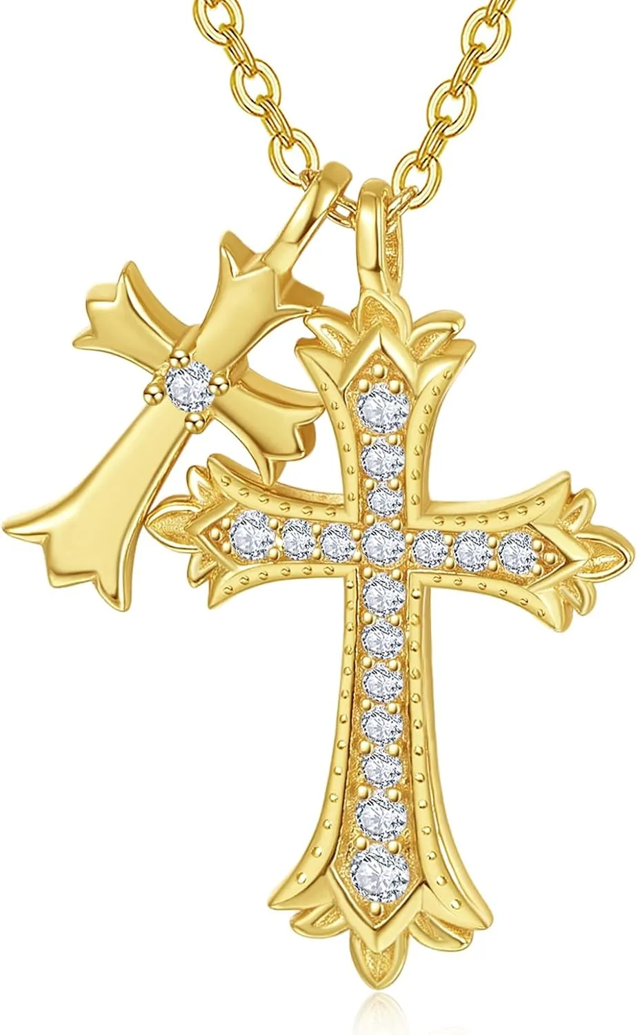 Crucifix Religious contention currier hook slip malice ford Faith Jewelry Gift for Women AENEAS Double Cross Necklace for Women Sterling Silver Gold Filled Cross Pendant 