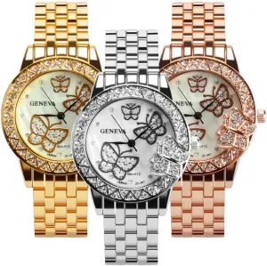 Crystal Butterfly Watch allergy carnivore ethnology Analog Quartz Wrist Watches Jewellery Weicam Women 3 Pc Simple 