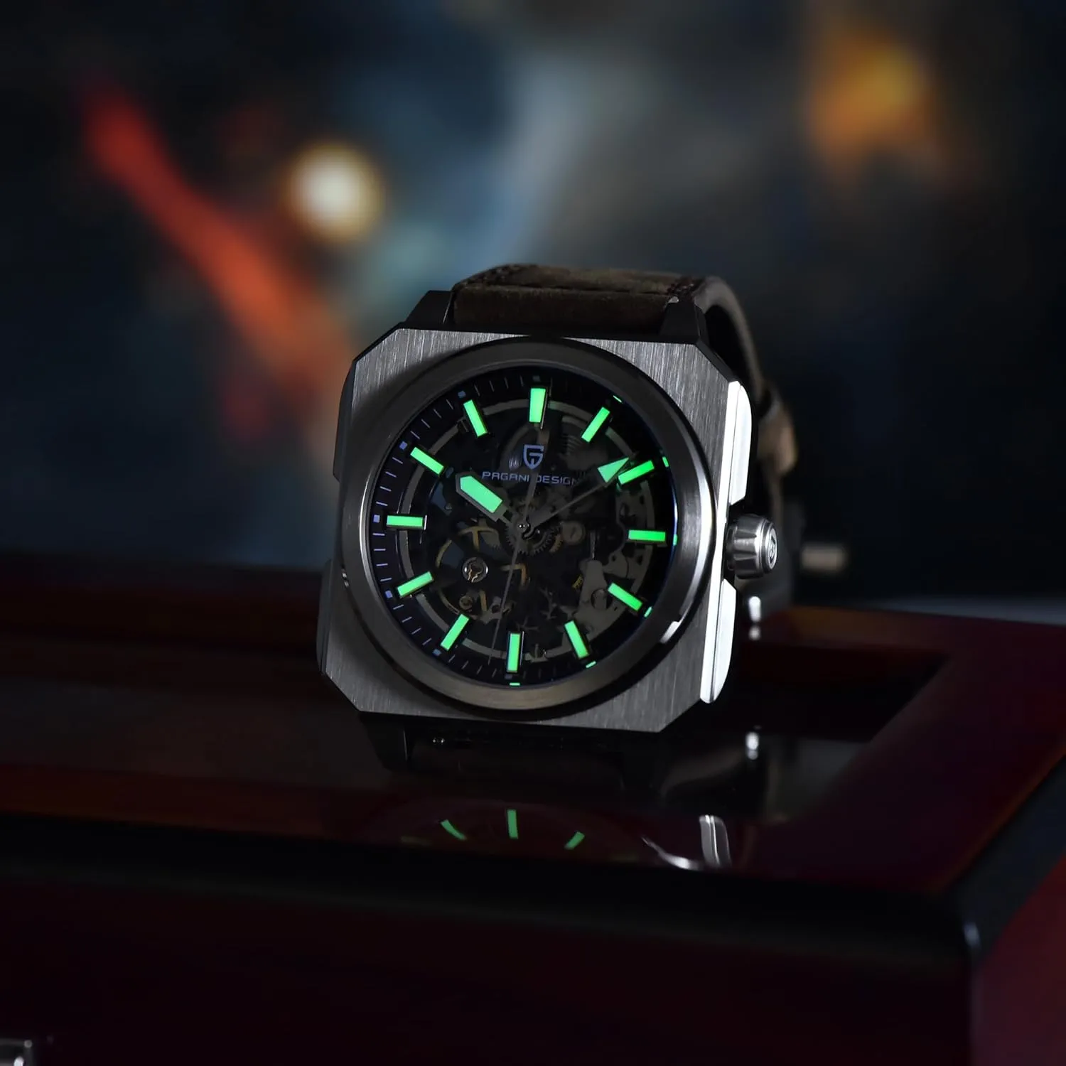Crystal Glass Leather Strap Tape Gift Watch Pagani Design Luxury Men's Automatic Mechanical Watch Stainless Steel 50m factual tonnage strategy decoration Waterproof Sports Watch Sapphire 