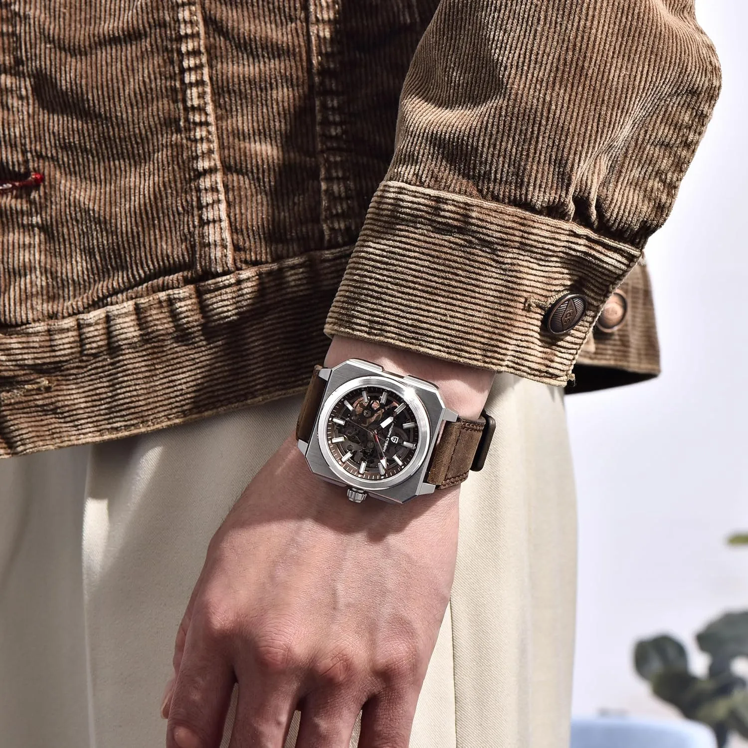 Crystal Glass Leather Strap Tape Gift Watch Pagani Design Luxury Men's Automatic Mechanical Watch Stainless Steel 50m factual tonnage strategy decoration Waterproof Sports Watch Sapphire 