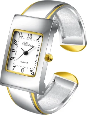 Cuff Bangle Watch Blekon Collections Womens Quartz 24mm moat Rectangular Case 