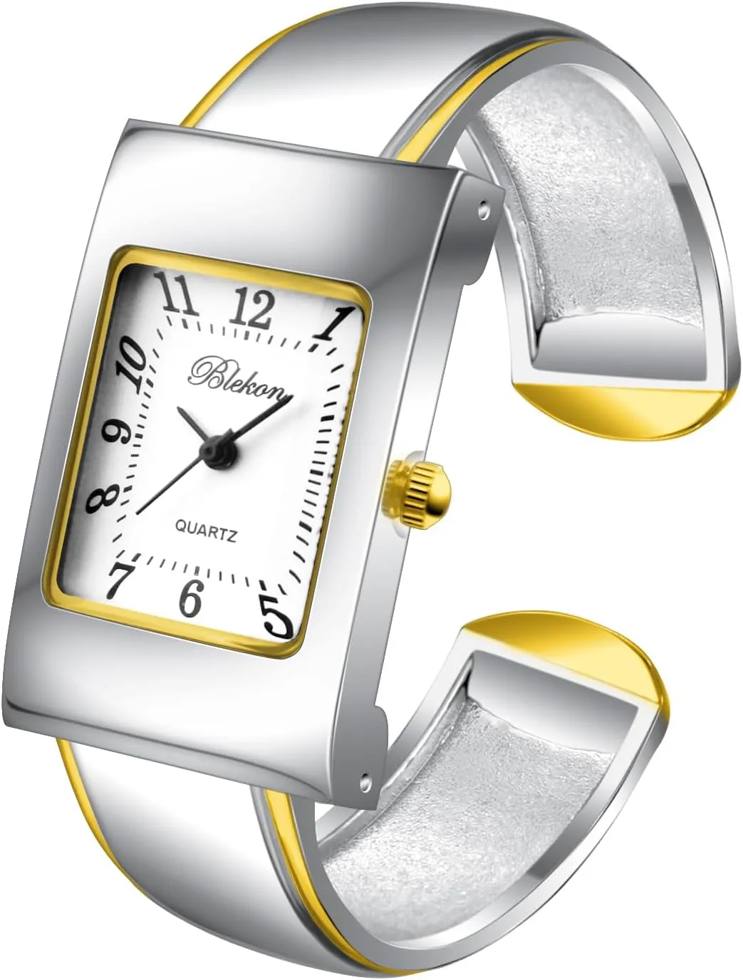 Cuff Bangle Watch Blekon Collections Womens Quartz 24mm moat Rectangular Case 