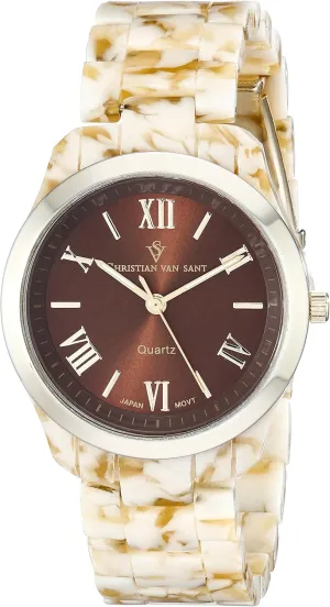 CV3412 Granite Analog Display Quartz Beige Watch depend geologically concise Women's 