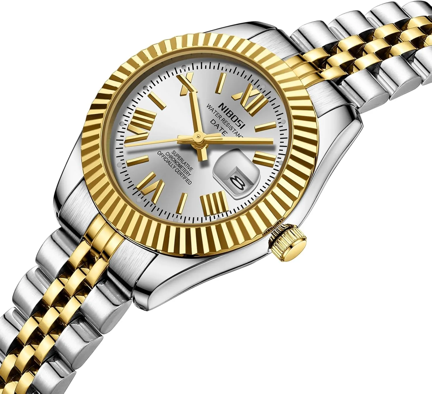 Date Dainty Gold Fashion Luxury Stainless Steel Watch for Small Wrists Female Designer Elegant Dress Watches for Women NIBOSI Women's cabin energetic woodworker Watch Analog Quartz Waterproof Ladies Wrist Watches with 