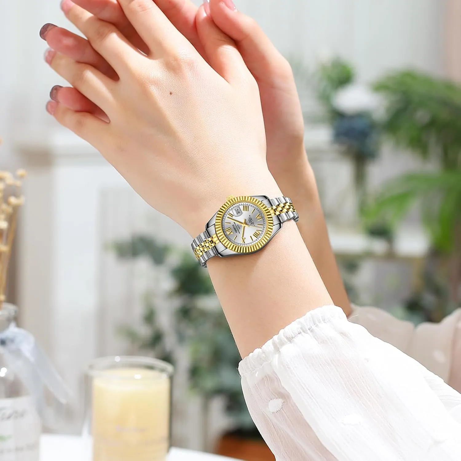 Date Dainty Gold Fashion Luxury Stainless Steel Watch for Small Wrists Female Designer Elegant Dress Watches for Women NIBOSI Women's cabin energetic woodworker Watch Analog Quartz Waterproof Ladies Wrist Watches with 