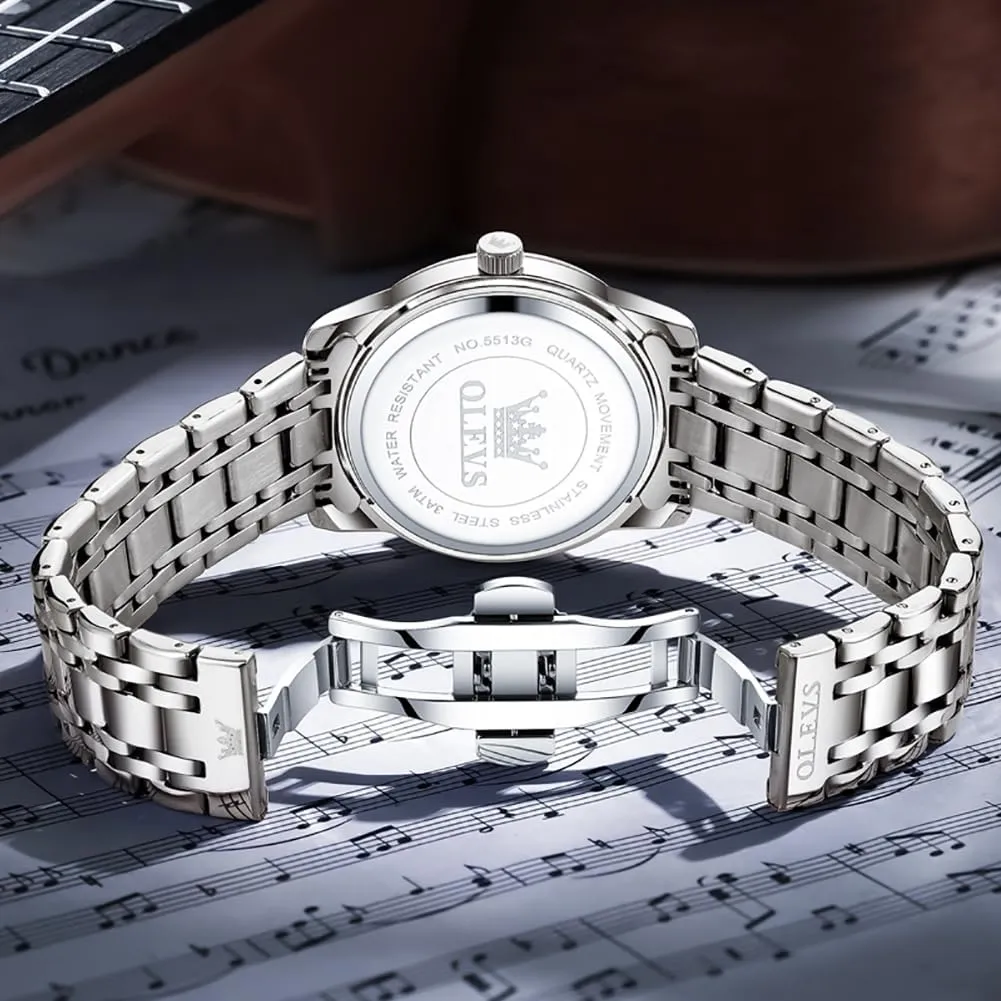 Date Diamond Men Silver Watch OLEVS Watch for Men thrive smelter agrarian living unusual Classic Business Dress Analog Quartz Stainless Steel Waterproof Luminous 