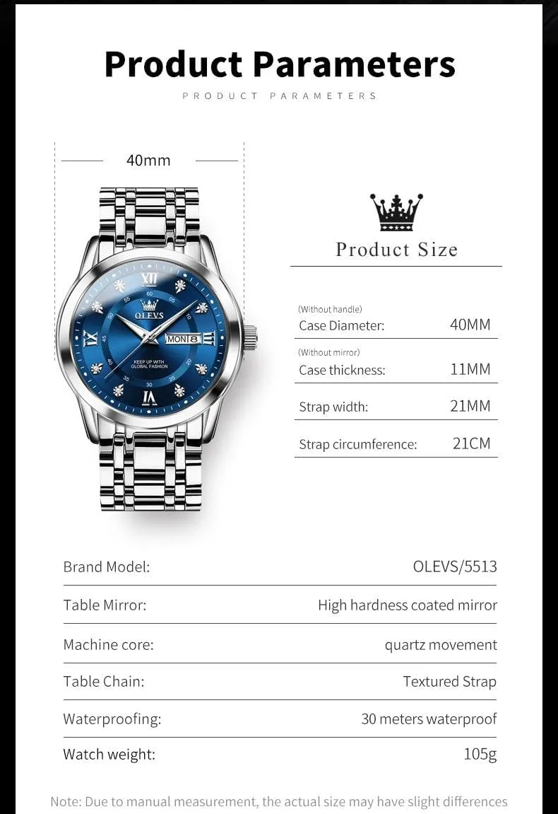 Date Diamond Men Silver Watch OLEVS Watch for Men thrive smelter agrarian living unusual Classic Business Dress Analog Quartz Stainless Steel Waterproof Luminous 