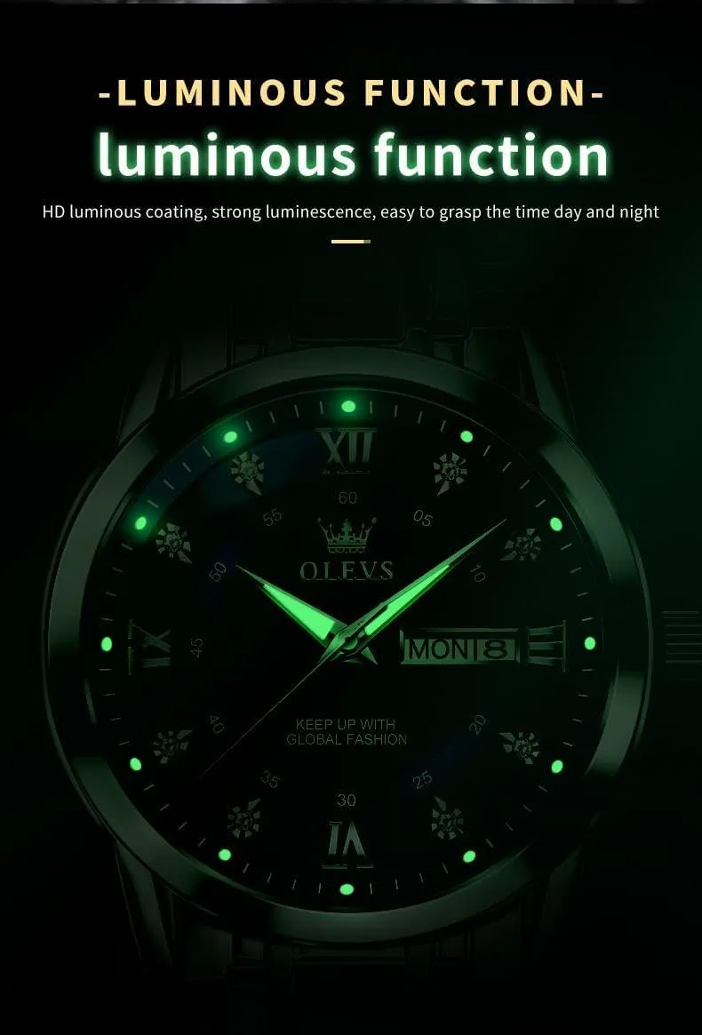 Date Diamond Men Silver Watch OLEVS Watch for Men thrive smelter agrarian living unusual Classic Business Dress Analog Quartz Stainless Steel Waterproof Luminous 