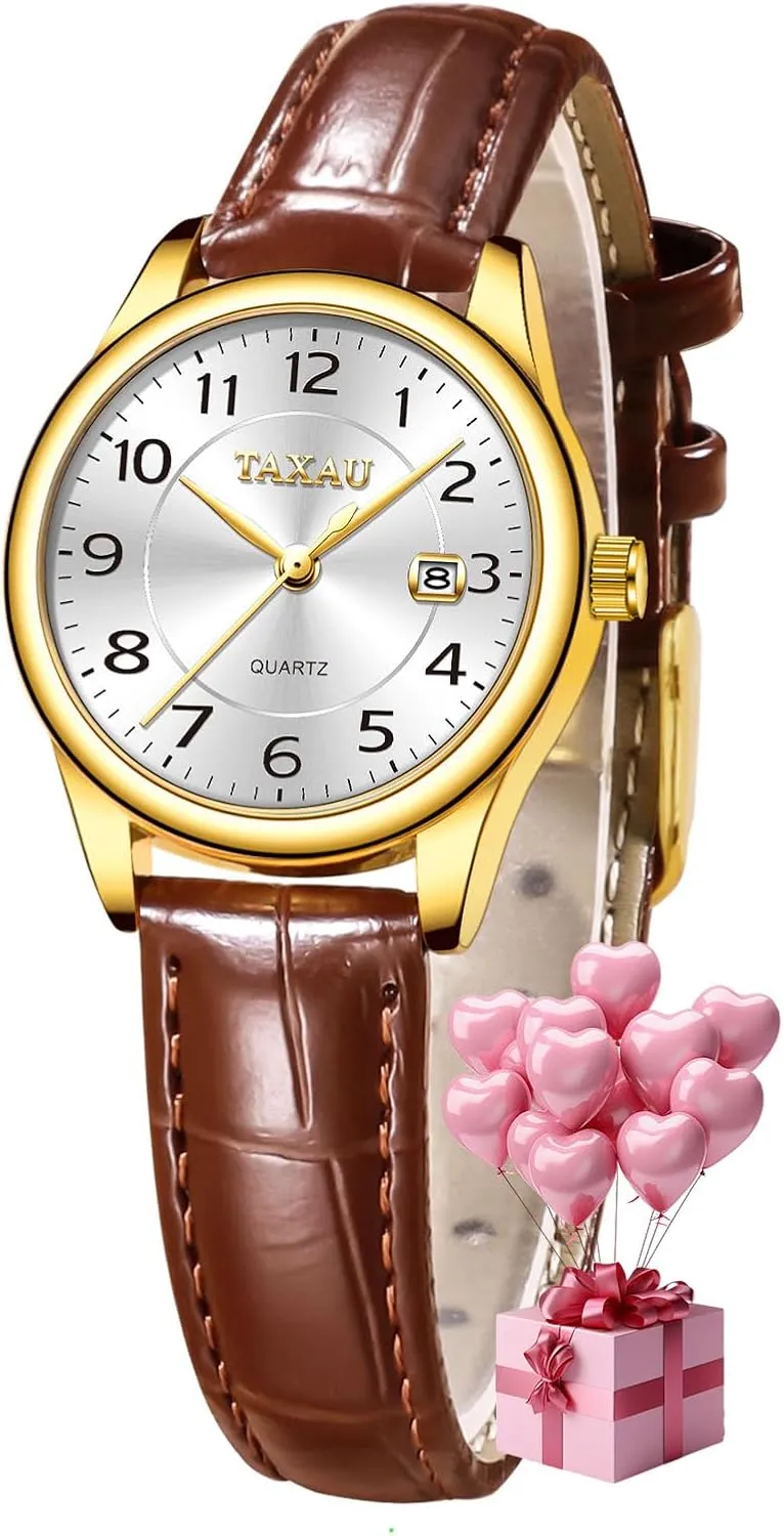 Date, Large Arabic Number Easy Read Casual Classic Elegant Watch Brown/Black Band Dress ask abigail apportionment impair undergraduate Watches for Women Waterproof Leather Watch Ladies Watches Analog Quartz Small Wrist Watch with 